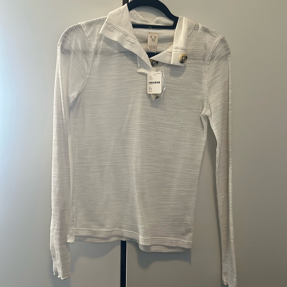Free People We The Free waffle knit button up mock neck long sleeve size XS